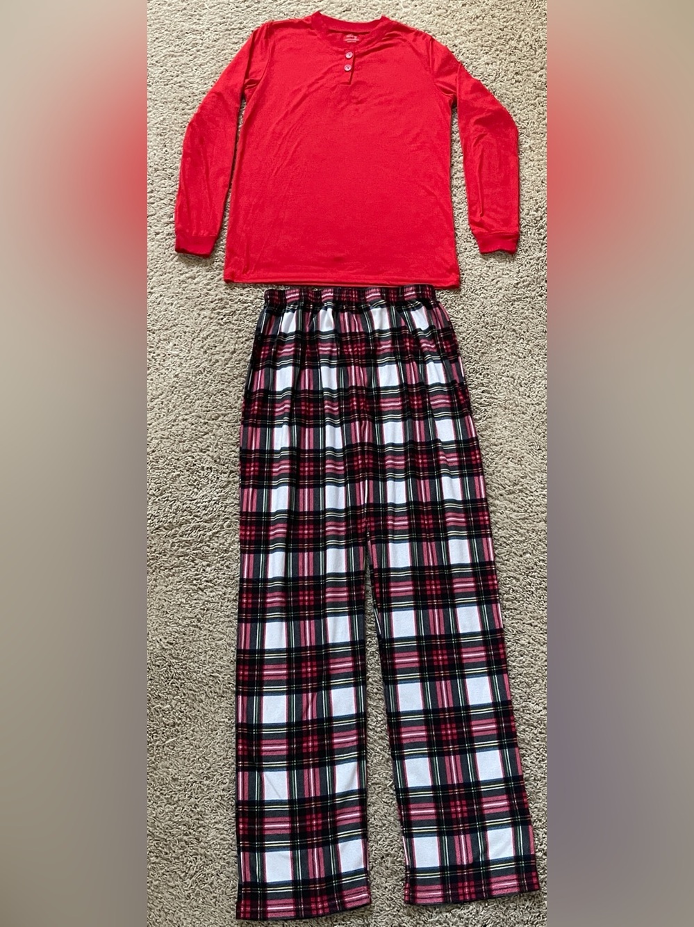 Candlesticks girls 2 piece holiday plaid pajama set 14/16